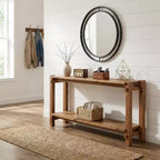 JVNOXK Table d'appoint/de chevet à 2 niveaux en bois naturel