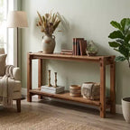 JVNOXK Table d'appoint/de chevet à 2 niveaux en bois naturel