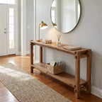 JVNOXK Table d'appoint/de chevet à 2 niveaux en bois naturel