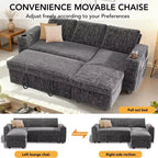 Canapé-lit Dyonery, canapé convertible 82" avec dossier inclinable/méridienne de rangement réversible, canapé d'angle 3-en-1, assemblage sans outils