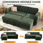 Canapé-lit Dyonery, canapé convertible 82" avec dossier inclinable/méridienne de rangement réversible, canapé d'angle 3-en-1, assemblage sans outils