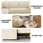 Canapé-lit Dyonery, canapé convertible 82" avec dossier inclinable/méridienne de rangement réversible, canapé d'angle 3-en-1, assemblage sans outils