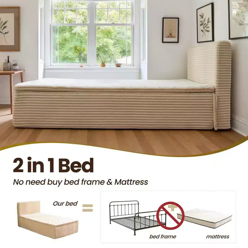 Matelas jumeau en peluche HOMLUX - Aucun assemblage requis, isolation des mouvements et sommeil rafraîchissant et respirant