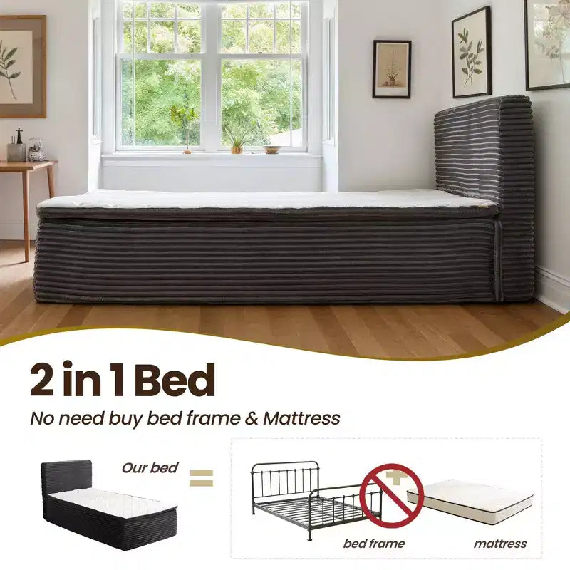 Matelas jumeau en peluche HOMLUX - Aucun assemblage requis, isolation des mouvements et sommeil rafraîchissant et respirant