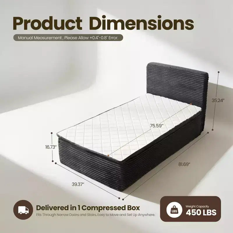 Matelas jumeau en peluche HOMLUX - Aucun assemblage requis, isolation des mouvements et sommeil rafraîchissant et respirant
