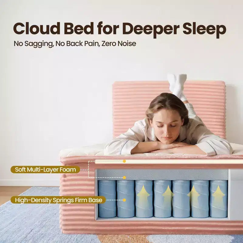 Matelas jumeau en peluche HOMLUX - Aucun assemblage requis, isolation des mouvements et sommeil rafraîchissant et respirant