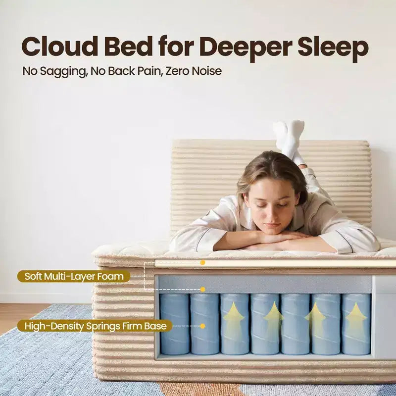 Matelas jumeau en peluche HOMLUX - Aucun assemblage requis, isolation des mouvements et sommeil rafraîchissant et respirant