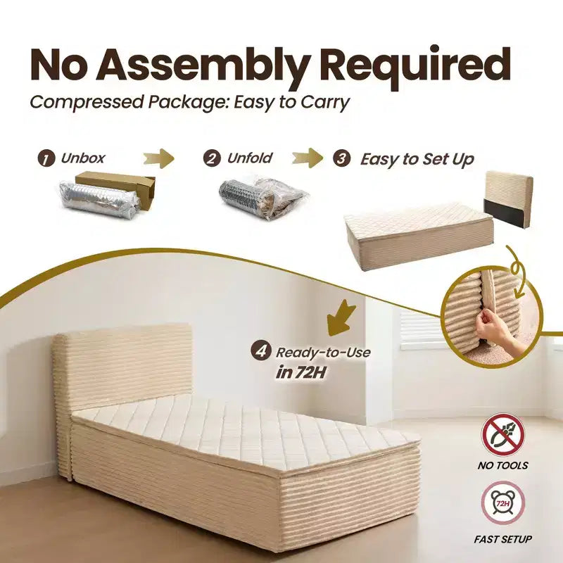 Matelas jumeau en peluche HOMLUX - Aucun assemblage requis, isolation des mouvements et sommeil rafraîchissant et respirant