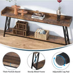 Table console extra longue Lantine de 70,9 pouces derrière le canapé, table de canapé industrielle rustique pour salon, table de bar longue et étroite pour entrée et couloir