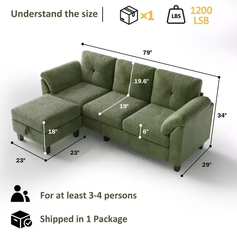 Canapé trois places Dyonery de style moderne de 194 cm avec accoudoirs et oreillers en chenille beige