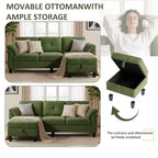 Canapé trois places Dyonery de style moderne de 194 cm avec accoudoirs et oreillers en chenille beige
