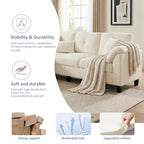 Canapé trois places Dyonery de style moderne de 194 cm avec accoudoirs et oreillers en chenille beige