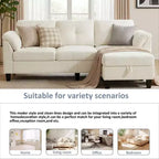 Canapé trois places Dyonery de style moderne de 194 cm avec accoudoirs et oreillers en chenille beige