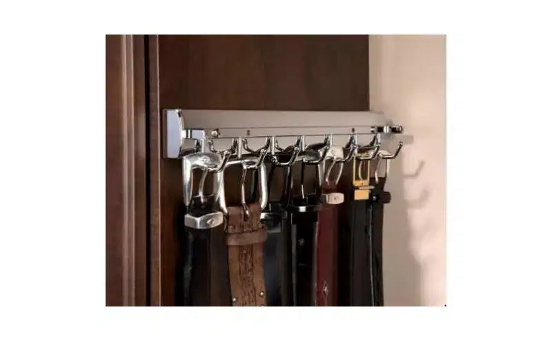 Rev-A-Shelf Support coulissant escamotable de luxe pour ceintures et cravates de 35,56 cm avec 7 crochets, chromé, BRCPOSL-14-CR-1