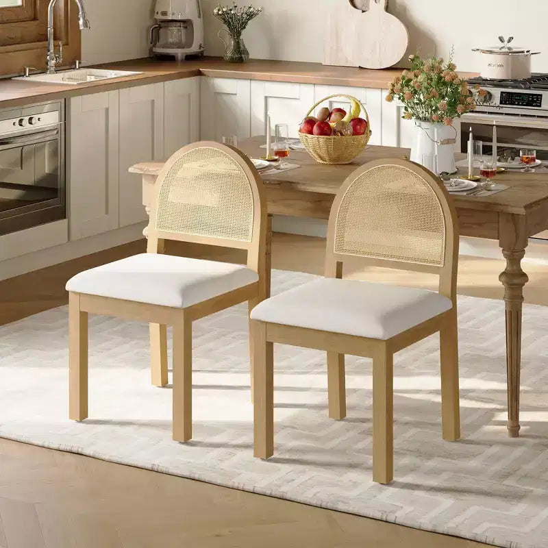 Chaises de salle à manger TYBOATLE, style moderne du milieu du siècle, avec dossier en rotin tissé à la main et assise rembourrée en chenille, pour cuisine ou salle à manger