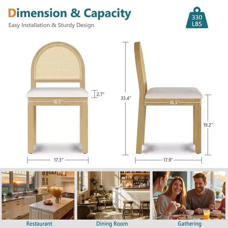 Chaises de salle à manger TYBOATLE, style moderne du milieu du siècle, avec dossier en rotin tissé à la main et assise rembourrée en chenille, pour cuisine ou salle à manger