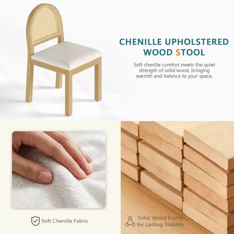 Chaises de salle à manger TYBOATLE, style moderne du milieu du siècle, avec dossier en rotin tissé à la main et assise rembourrée en chenille, pour cuisine ou salle à manger