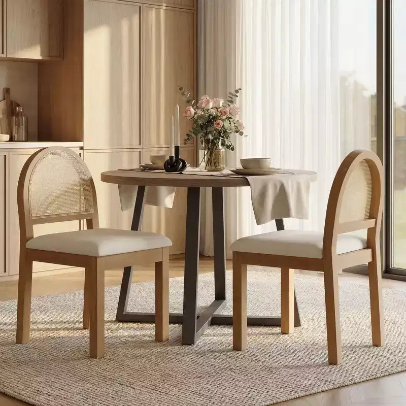 Chaises de salle à manger TYBOATLE, style moderne du milieu du siècle, avec dossier en rotin tissé à la main et assise rembourrée en chenille, pour cuisine ou salle à manger