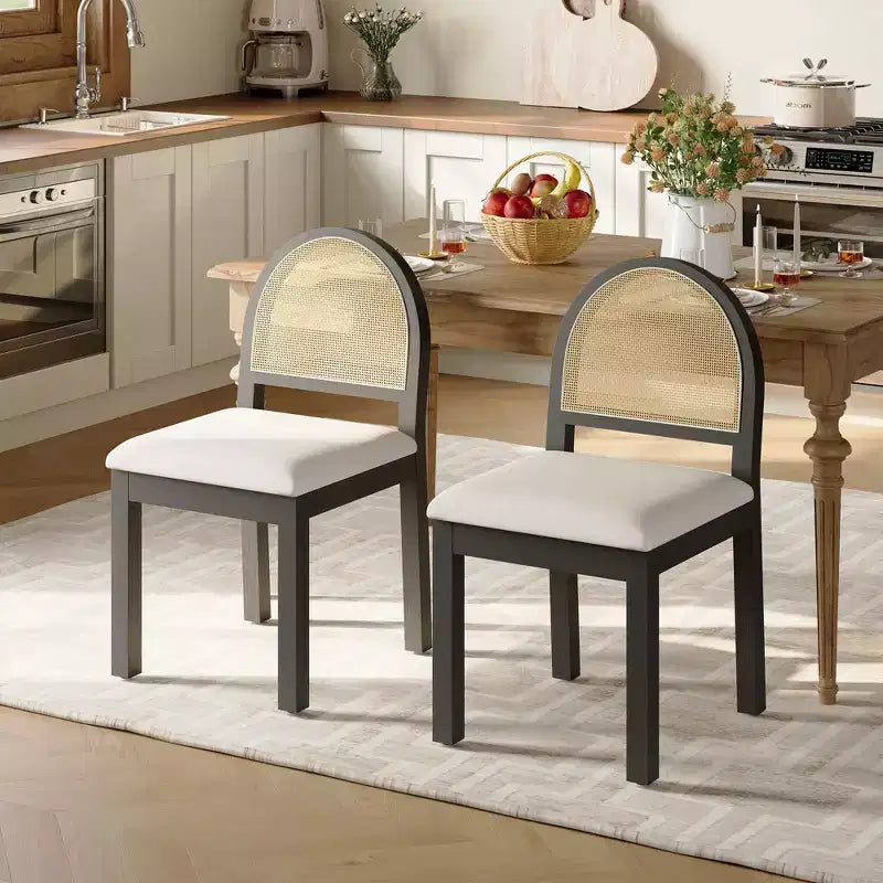 Chaises de salle à manger TYBOATLE, style moderne du milieu du siècle, avec dossier en rotin tissé à la main et assise rembourrée en chenille, pour cuisine ou salle à manger