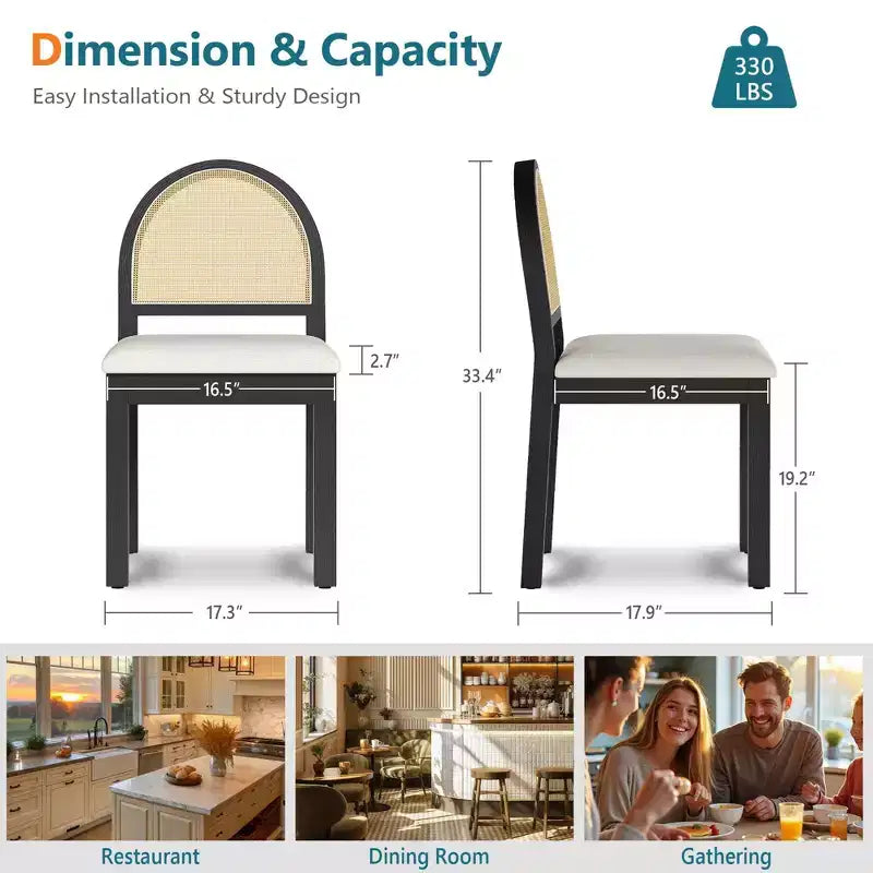 Chaises de salle à manger TYBOATLE, style moderne du milieu du siècle, avec dossier en rotin tissé à la main et assise rembourrée en chenille, pour cuisine ou salle à manger