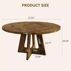 Table à manger ronde de 47 pouces pour 4 à 6 personnes, table de cuisine circulaire de style rustique avec piédestal en croix en bois pour salle à manger (table uniquement)