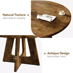 Table à manger ronde de 47 pouces pour 4 à 6 personnes, table de cuisine circulaire de style rustique avec piédestal en croix en bois pour salle à manger (table uniquement)