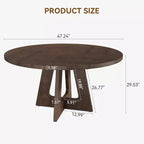 Table à manger ronde de 47 pouces pour 4 à 6 personnes, table de cuisine circulaire de style rustique avec piédestal en croix en bois pour salle à manger (table uniquement)