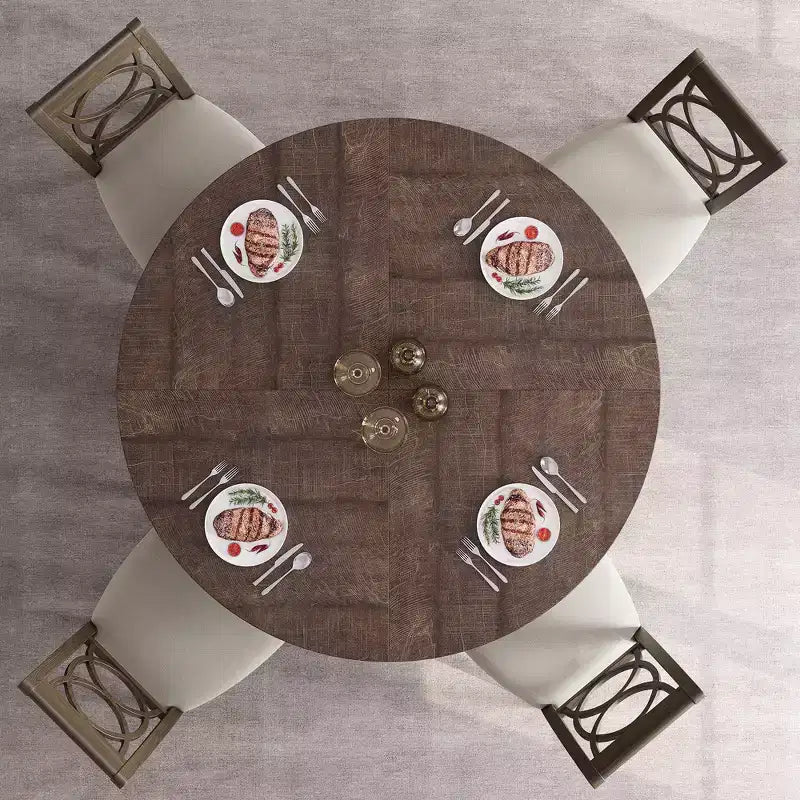 Table à manger ronde de 47 pouces pour 4 à 6 personnes, table de cuisine circulaire de style rustique avec piédestal en croix en bois pour salle à manger (table uniquement)