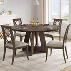 Table à manger ronde de 47 pouces pour 4 à 6 personnes, table de cuisine circulaire de style rustique avec piédestal en croix en bois pour salle à manger (table uniquement)