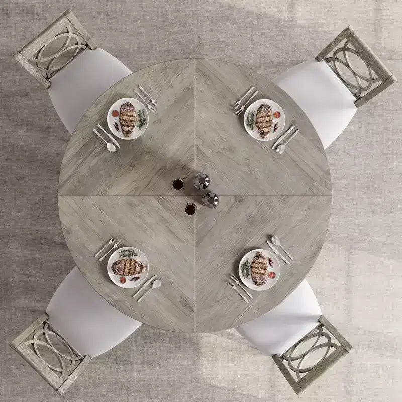 Table à manger ronde de 47 pouces pour 4 à 6 personnes, table de cuisine circulaire de style rustique avec piédestal en croix en bois pour salle à manger (table uniquement)