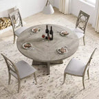 Table à manger ronde de 47 pouces pour 4 à 6 personnes, table de cuisine circulaire de style rustique avec piédestal en croix en bois pour salle à manger (table uniquement)