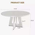 Table à manger ronde de 47 pouces pour 4 à 6 personnes, table de cuisine circulaire de style rustique avec piédestal en croix en bois pour salle à manger (table uniquement)