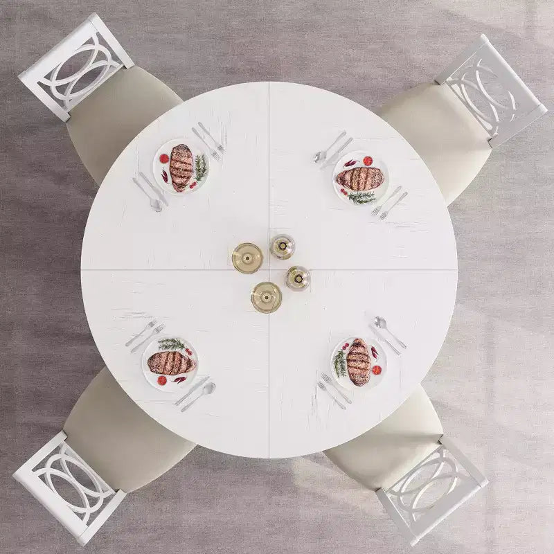 Table à manger ronde de 47 pouces pour 4 à 6 personnes, table de cuisine circulaire de style rustique avec piédestal en croix en bois pour salle à manger (table uniquement)