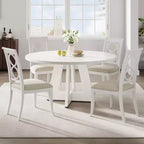 Table à manger ronde de 47 pouces pour 4 à 6 personnes, table de cuisine circulaire de style rustique avec piédestal en croix en bois pour salle à manger (table uniquement)
