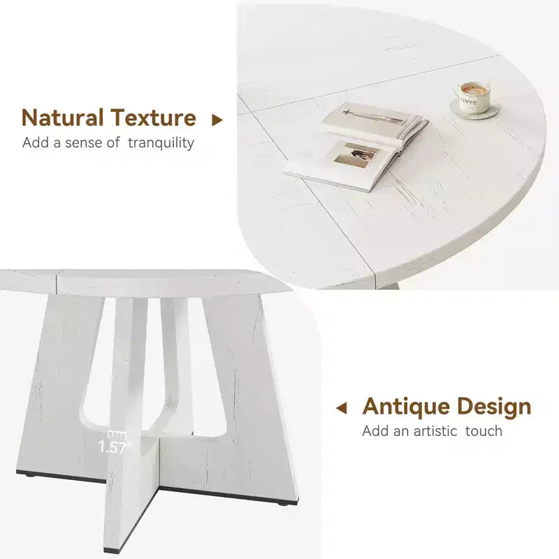 Table à manger ronde de 47 pouces pour 4 à 6 personnes, table de cuisine circulaire de style rustique avec piédestal en croix en bois pour salle à manger (table uniquement)