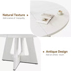 Table à manger ronde de 47 pouces pour 4 à 6 personnes, table de cuisine circulaire de style rustique avec piédestal en croix en bois pour salle à manger (table uniquement)