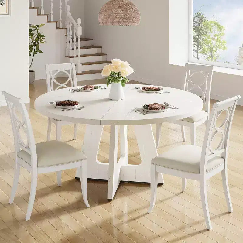 Table à manger ronde de 47 pouces pour 4 à 6 personnes, table de cuisine circulaire de style rustique avec piédestal en croix en bois pour salle à manger (table uniquement)