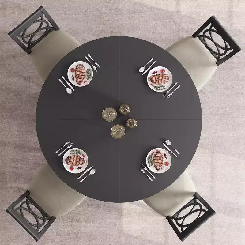 Table à manger ronde de 47 pouces pour 4 à 6 personnes, table de cuisine circulaire de style rustique avec piédestal en croix en bois pour salle à manger (table uniquement)