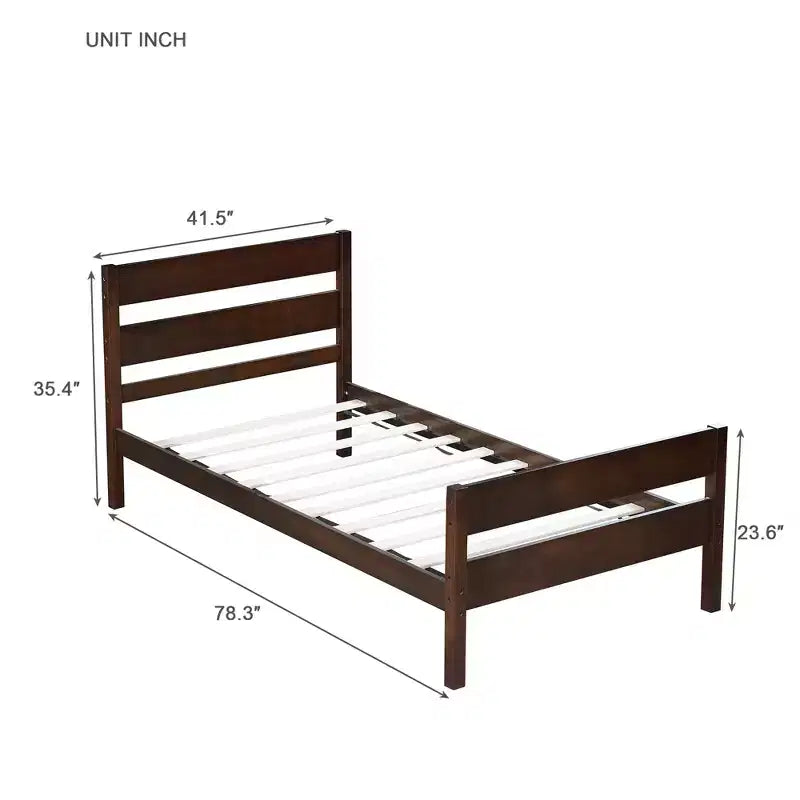 Cadre de lit plateforme double Sailvan en bois d'hévéa avec tête et pied de lit, design compact