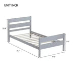 Cadre de lit plateforme double Sailvan en bois d'hévéa avec tête et pied de lit, design compact