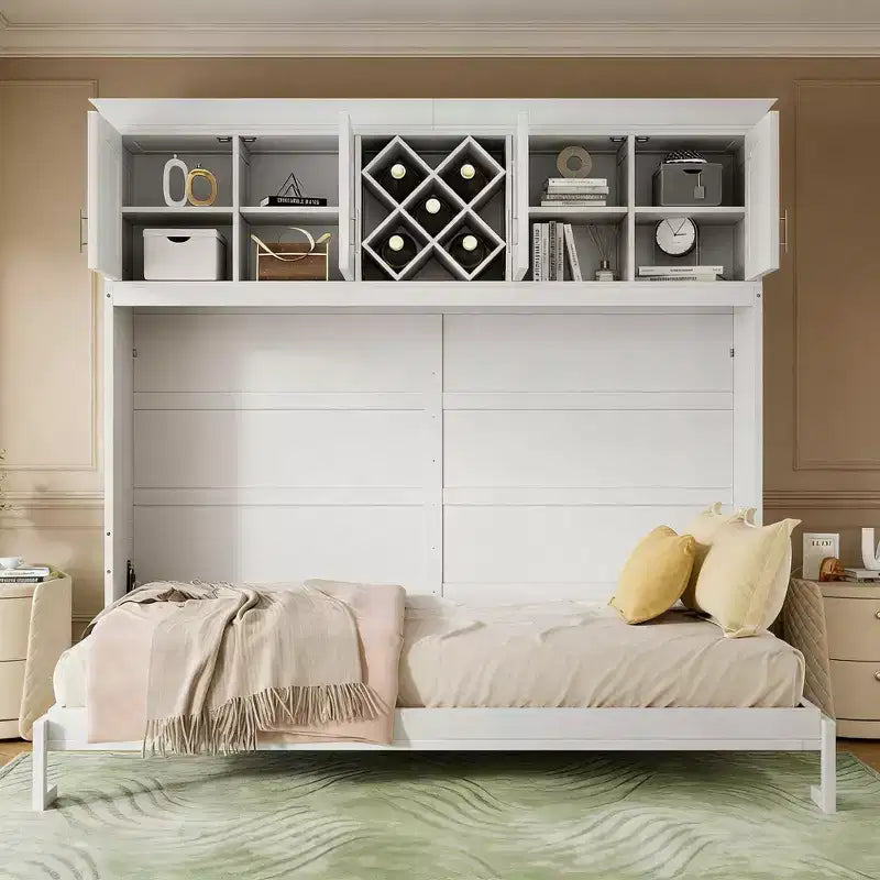 Lit escamotable moderne Queen Luxystar avec 2 armoires pour salon ou appartement