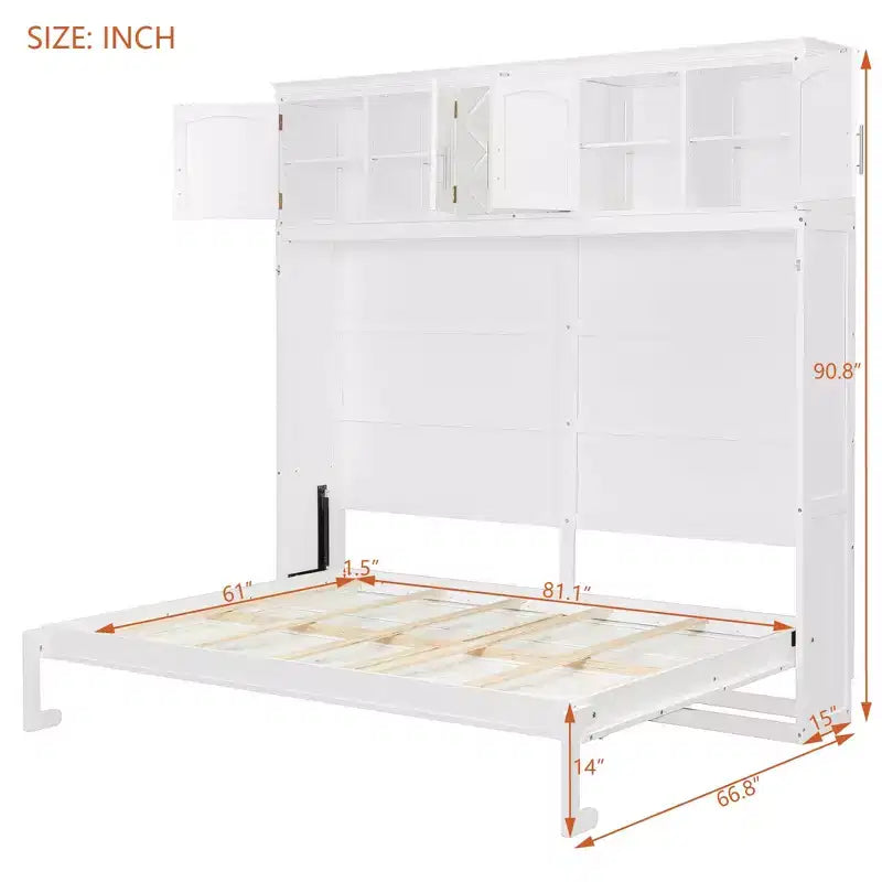 Lit escamotable moderne Queen Luxystar avec 2 armoires pour salon ou appartement