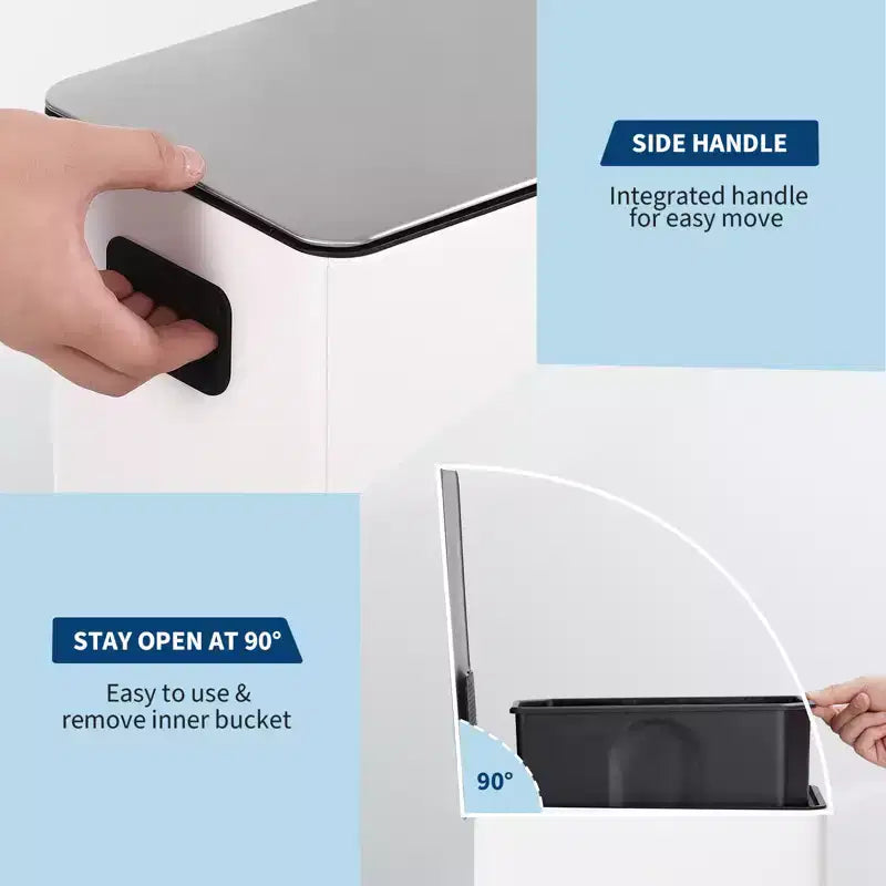Poubelle à pédale Slim à fermeture douce 15L, en acier inoxydable, avec seau intérieur amovible, pour cuisine, salle de bain, bureau