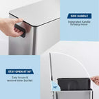 Poubelle à pédale Slim à fermeture douce 15L, en acier inoxydable, avec seau intérieur amovible, pour cuisine, salle de bain, bureau