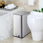 Poubelle à pédale Slim à fermeture douce 15L, en acier inoxydable, avec seau intérieur amovible, pour cuisine, salle de bain, bureau