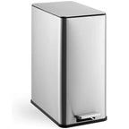 Poubelle à pédale Slim à fermeture douce 15L, en acier inoxydable, avec seau intérieur amovible, pour cuisine, salle de bain, bureau