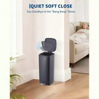 Poubelle à pédale de 30 L en acier inoxydable avec couvercle à fermeture amortie et fonction de maintien en position ouverte, poubelle mains libres pour cuisine, salle de bain, bureau
