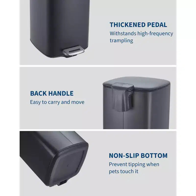 Poubelle à pédale de 30 L en acier inoxydable avec couvercle à fermeture amortie et fonction de maintien en position ouverte, poubelle mains libres pour cuisine, salle de bain, bureau