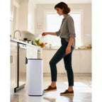 Poubelle à pédale de 30 L en acier inoxydable avec couvercle à fermeture amortie et fonction de maintien en position ouverte, poubelle mains libres pour cuisine, salle de bain, bureau