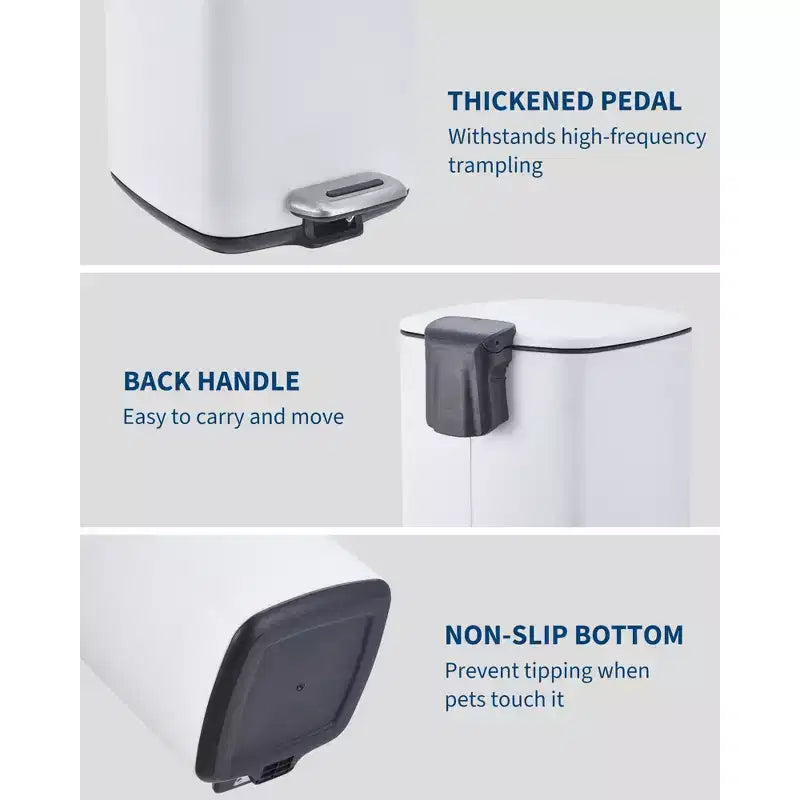 Poubelle à pédale de 30 L en acier inoxydable avec couvercle à fermeture amortie et fonction de maintien en position ouverte, poubelle mains libres pour cuisine, salle de bain, bureau